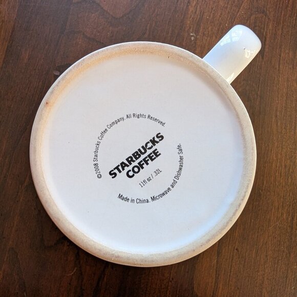 2008 White Starbucks Siren Logo coffee mug 11 oz. - Picture 3 of 6